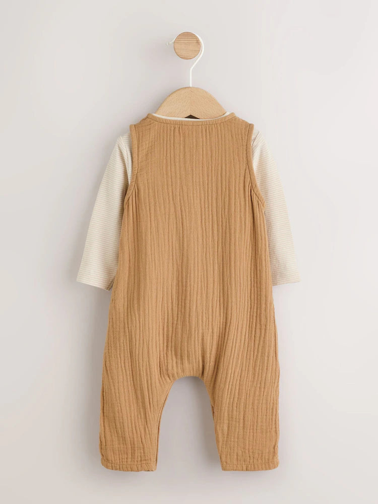 |BabyBoy| Conjunto de macacão e macacão marrom para bebê (0 meses a 2 anos)