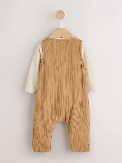 |BabyBoy| Conjunto de macacão e macacão marrom para bebê (0 meses a 2 anos)