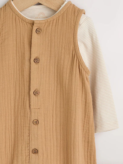 |BabyBoy| Conjunto de macacão e macacão marrom para bebê (0 meses a 2 anos)