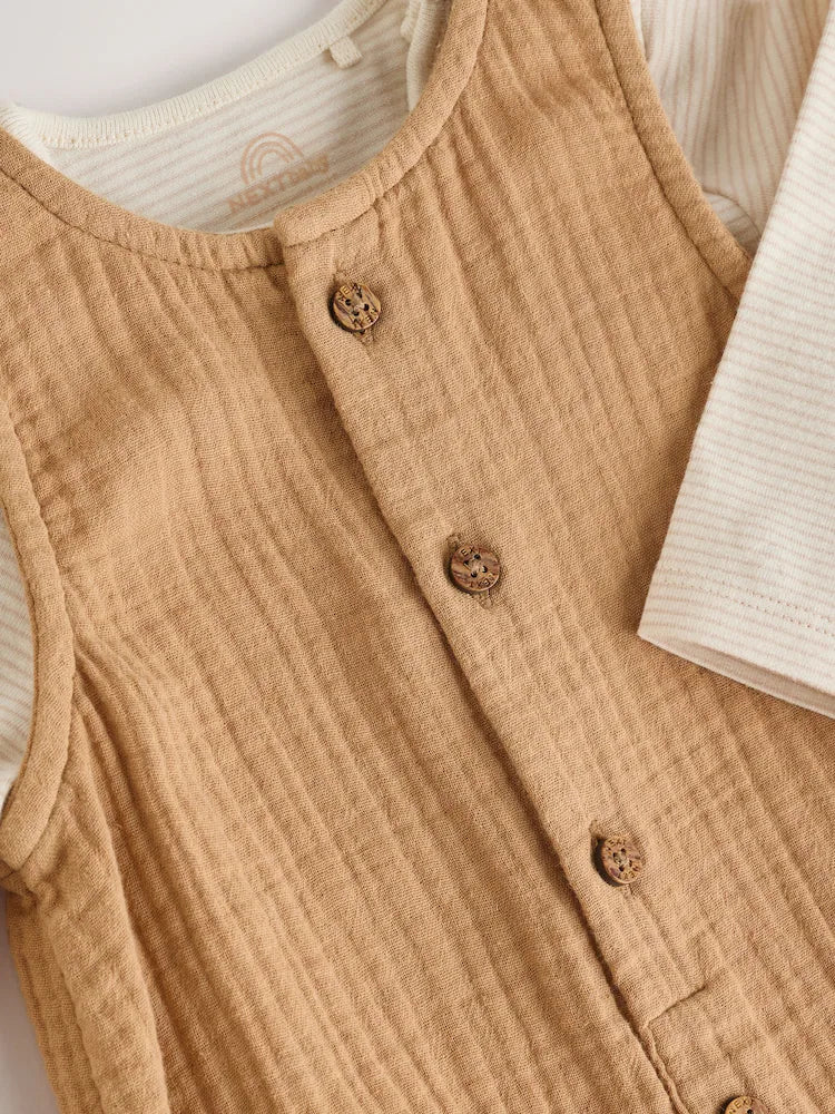 |BabyBoy| Conjunto de macacão e macacão marrom para bebê (0 meses a 2 anos)