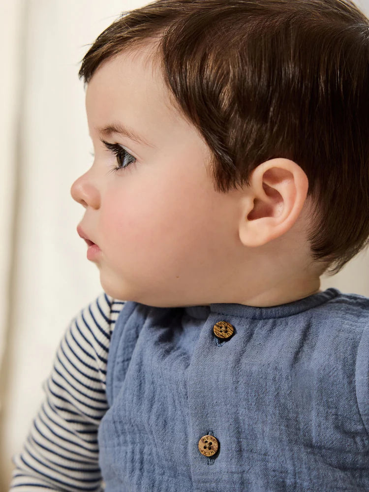 |BabyGirl| Conjunto De Macacão e Macacão Azul Para Bebê (0 meses a 2 anos)