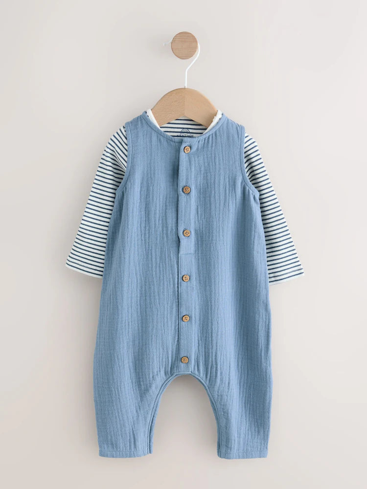 |BabyGirl| Conjunto De Macacão e Macacão Azul Para Bebê (0 meses a 2 anos)