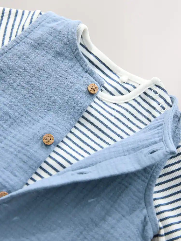 |BabyGirl| Conjunto De Macacão e Macacão Azul Para Bebê (0 meses a 2 anos)