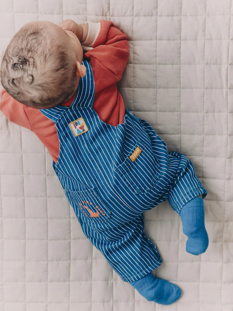 |BabyBoy| Conjunto De Macacão e Macacão Jeans Listrado Brilhante Para Bebê (0 meses a 2 anos)