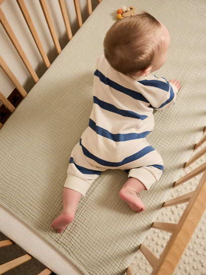 |BabyBoy| Macacão De Bebê Listrado Azul (0 meses a 3 anos)