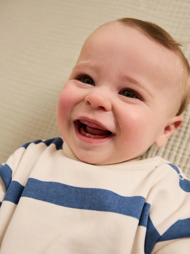 |BabyBoy| Macacão De Bebê Listrado Azul (0 meses a 3 anos)