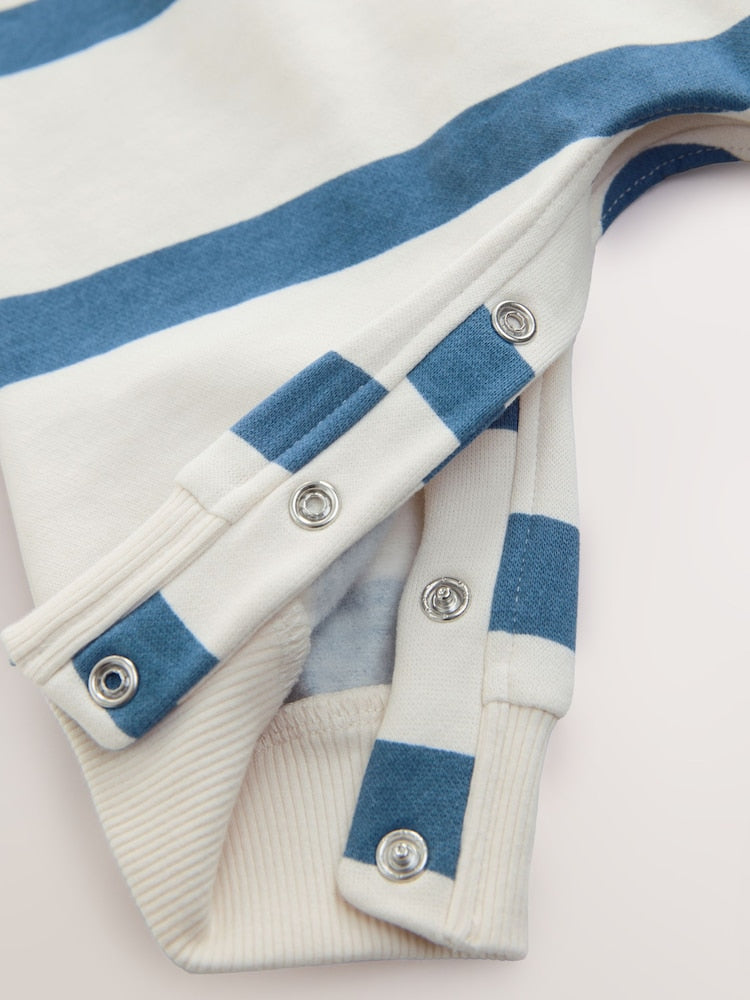 |BabyBoy| Macacão De Bebê Listrado Azul (0 meses a 3 anos)