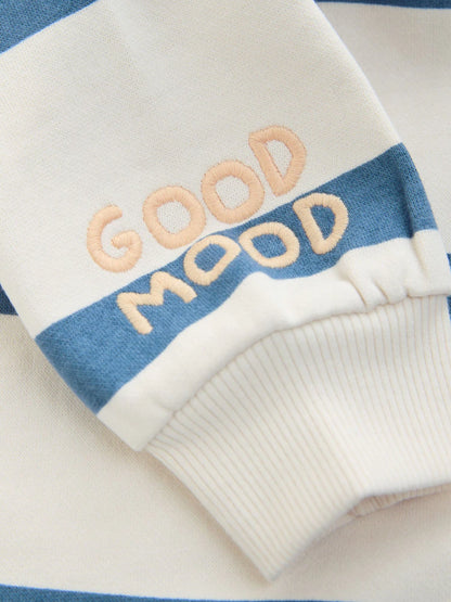 |BabyBoy| Macacão De Bebê Listrado Azul (0 meses a 3 anos)