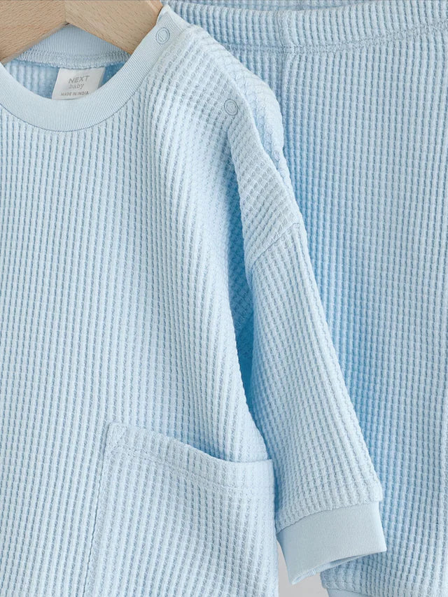 |BabyBoy| Conjunto De 2 Peças De Blusa e Calça Jogger 100% Algodão Blue Baby (0 meses a 2 anos)