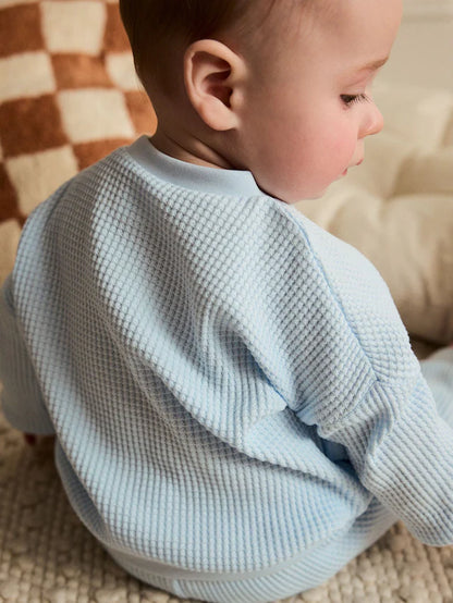 |BabyBoy| Conjunto De 2 Peças De Blusa e Calça Jogger 100% Algodão Blue Baby (0 meses a 2 anos)