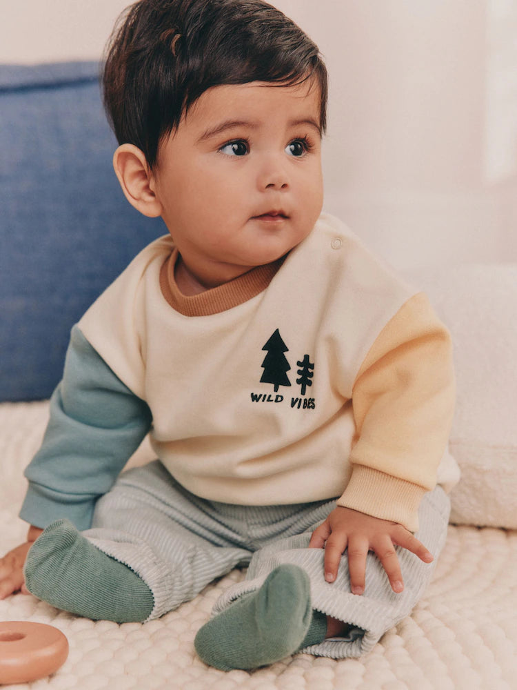 |BabyBoy| Conjunto De Moletom e Calça De Veludo Mineral Scene Baby (0 meses a 2 anos)