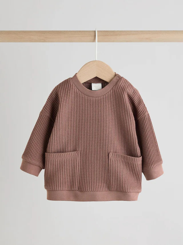 |BabyBoy| Blusa e Calça Jogger 100% Algodão Marrom Chocolate Para Bebê, 2 Peças (0 meses a 2 anos)