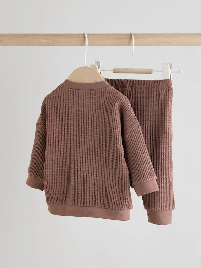 |BabyBoy| Blusa e Calça Jogger 100% Algodão Marrom Chocolate Para Bebê, 2 Peças (0 meses a 2 anos)