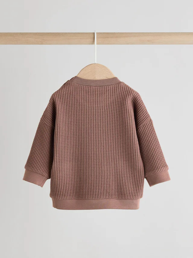 |BabyBoy| Blusa e Calça Jogger 100% Algodão Marrom Chocolate Para Bebê, 2 Peças (0 meses a 2 anos)