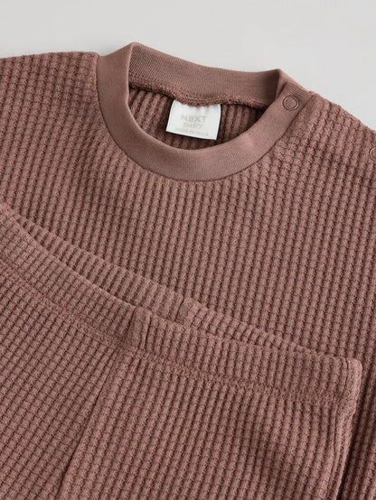 |BabyBoy| Blusa e Calça Jogger 100% Algodão Marrom Chocolate Para Bebê, 2 Peças (0 meses a 2 anos)