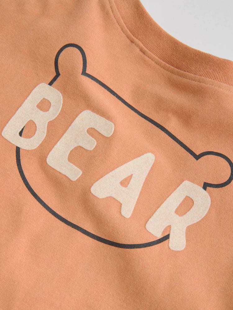 |BabyBoy| Conjunto De 6 Peças Para Bebês, Blusas e Leggings Hello Bear Cáqui/Bege (0 meses a 3 anos)