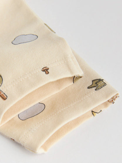 |BabyBoy| Conjunto De 6 Peças Para Bebês, Blusas e Leggings Hello Bear Cáqui/Bege (0 meses a 3 anos)