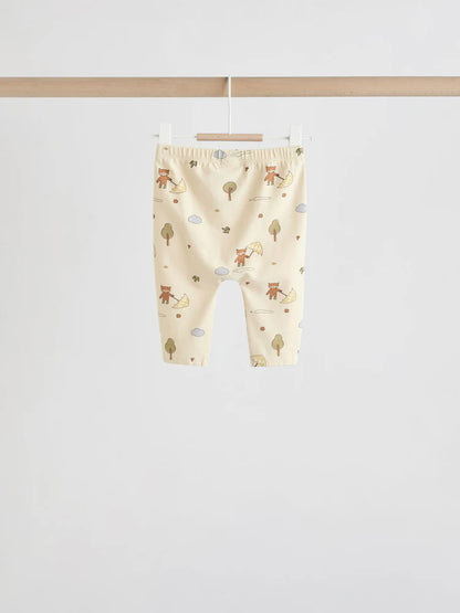 |BabyBoy| Conjunto De 6 Peças Para Bebês, Blusas e Leggings Hello Bear Cáqui/Bege (0 meses a 3 anos)
