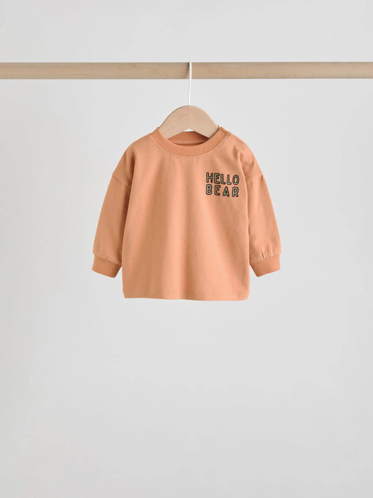 |BabyBoy| Conjunto De 6 Peças Para Bebês, Blusas e Leggings Hello Bear Cáqui/Bege (0 meses a 3 anos)