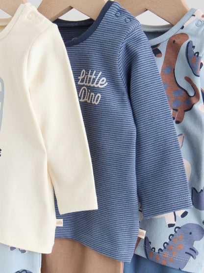 |BabyBoy| Conjunto De 6 Peças De Blusa e Leggings Azuis De Dinossauro Para Bebês (0 meses a 3 anos)