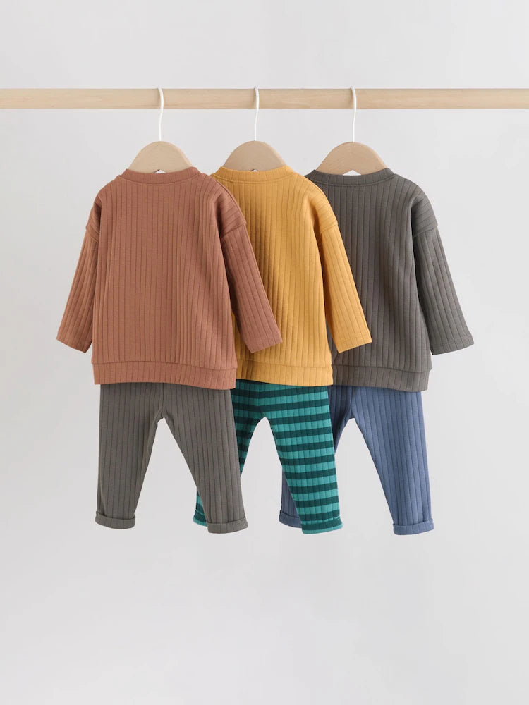 |BabyBoy| Conjunto De 6 Peças Para Bebês Com Blusa e Legging Verde/Marrom (0 meses a 3 anos)