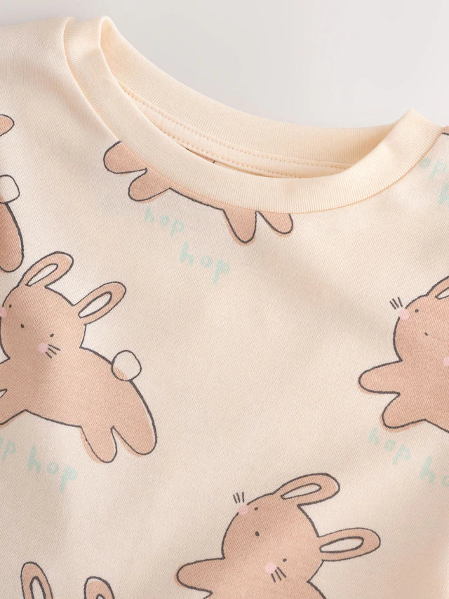 |Girl| Pijama De Coelhinho Da Páscoa 100% Algodão Cru (9 meses a 9 anos)