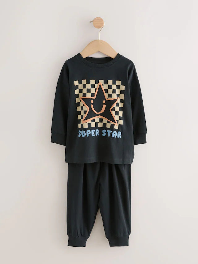 |Boy| Pacote Com 3 Pijamas Grandes Com Estampa Xadrez e Estrelas (9 meses a 10 anos)