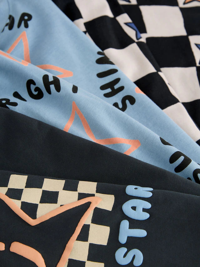 |Boy| Pacote Com 3 Pijamas Grandes Com Estampa Xadrez e Estrelas (9 meses a 10 anos)