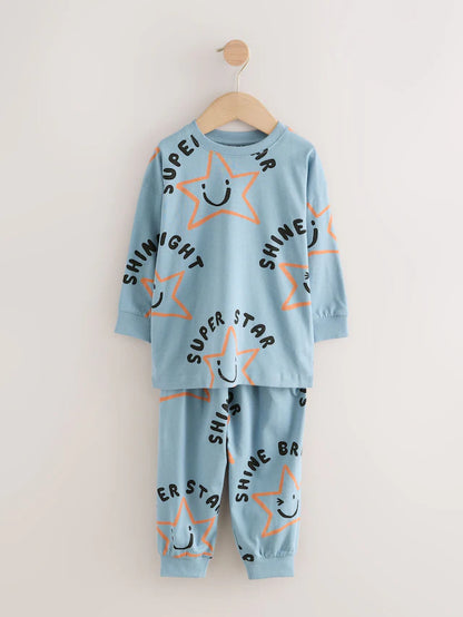 |Boy| Pacote Com 3 Pijamas Grandes Com Estampa Xadrez e Estrelas (9 meses a 10 anos)