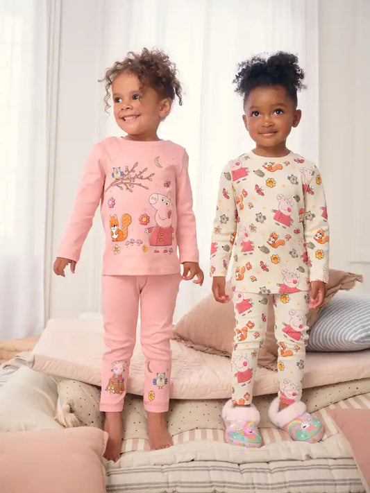 |Girl| Pijama Peppa Pig Snuggle Rosa/Creme - Pacote com 2 (9 meses a 8 anos)