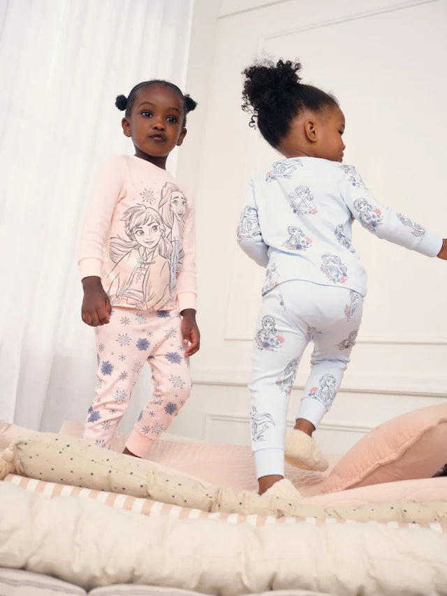|Girl| Pacote Com 2 Pijamas Rosa/Azul Da Disney Frozen Snuggle (9 meses a 10 anos)