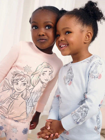 |Girl| Pacote Com 2 Pijamas Rosa/Azul Da Disney Frozen Snuggle (9 meses a 10 anos)