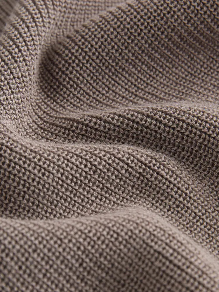 |Boy| Camisa Polo De Malha Marrom-Mink Com Manga Comprida e Zíper De Um Quarto (3 meses a 7 anos)