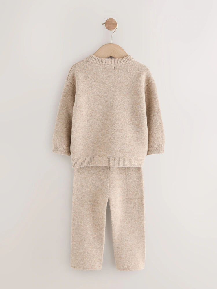 |Boy| Conjunto De Suéter e Calça De Moletom NYC Varsity Em Tricô Neutro (3 meses a 7 anos)