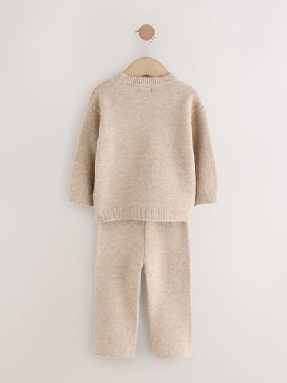 |Boy| Conjunto De Suéter e Calça De Moletom NYC Varsity Em Tricô Neutro (3 meses a 7 anos)