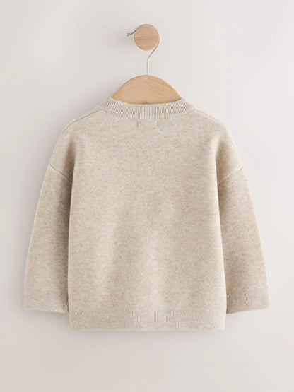 |Boy| Suéter De Natal Em Tricô Com Estampa De Casa De Gengibre Neutra (3 meses a 7 anos)