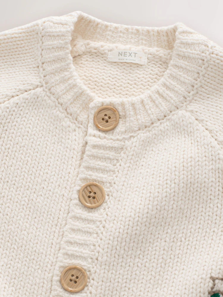 |Boy| Cardigan De Natal Com Estampa De Pinguim Creme (3 meses a 7 anos)