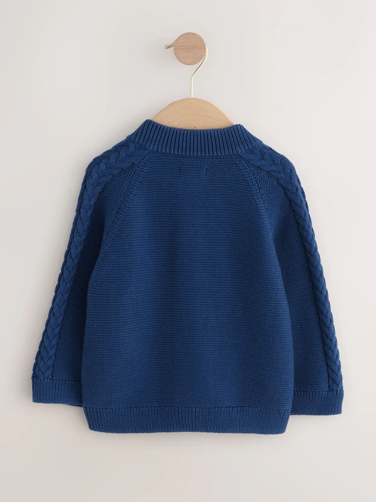 |Boy| Cardigan De Natal Com Estampa Azul Marinho (3 meses a 7 anos)