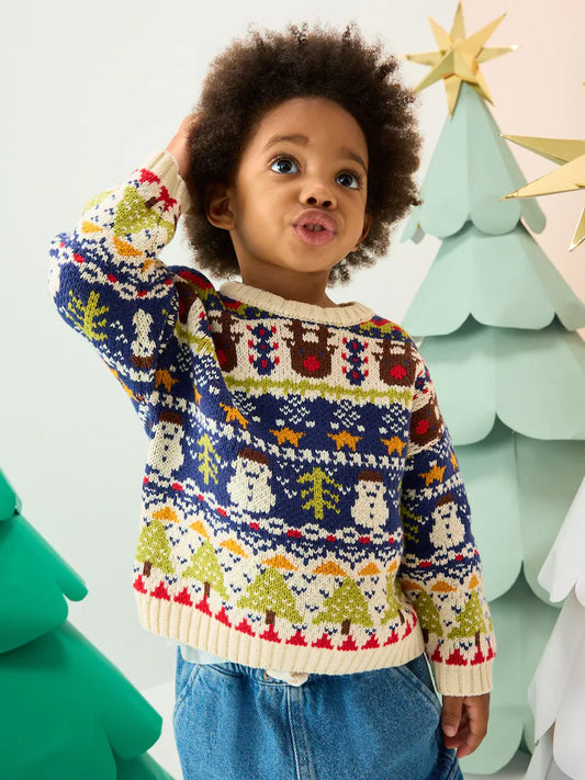 |Boy| Suéter De Natal Em Tricô Múltiplo (3 meses a 7 anos)