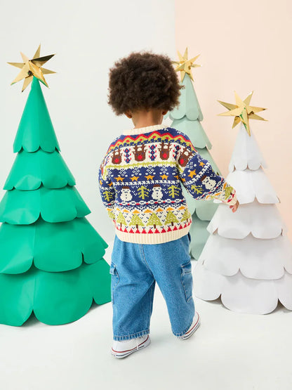 |Boy| Suéter De Natal Em Tricô Múltiplo (3 meses a 7 anos)