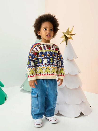 |Boy| Suéter De Natal Em Tricô Múltiplo (3 meses a 7 anos)