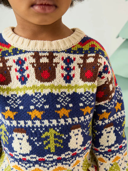 |Boy| Suéter De Natal Em Tricô Múltiplo (3 meses a 7 anos)