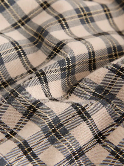 |Girl| Vestido De Gola Longa Com Estampa Xadrez Neutra (3 meses a 8 anos)