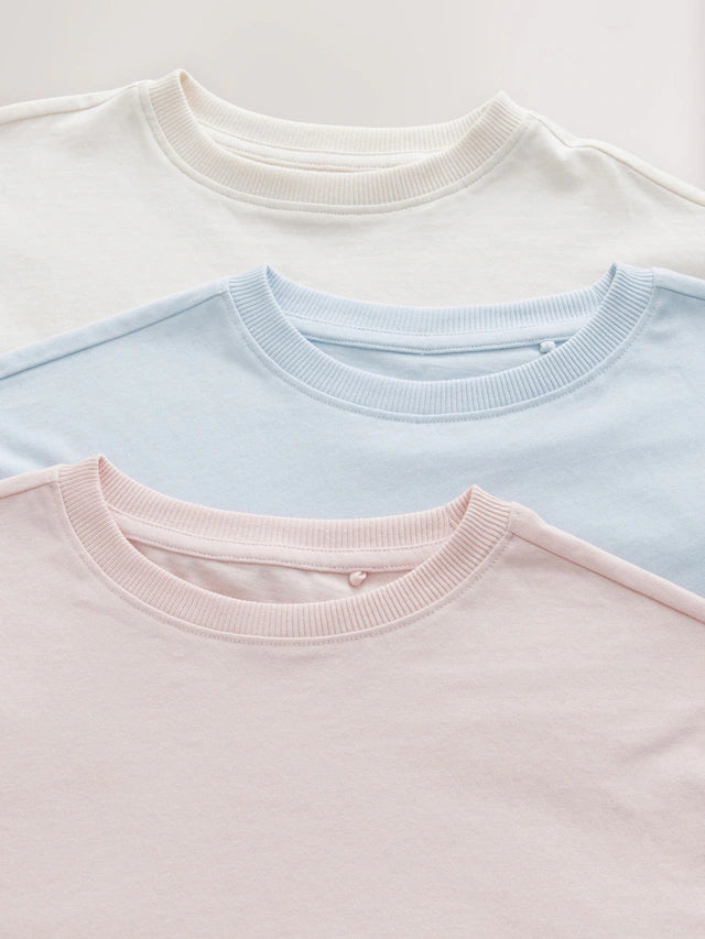 |BigGirl| Pacote Com 3 Pijamas Jogger Estampados Mini Rosa/Azul (3-16 anos)