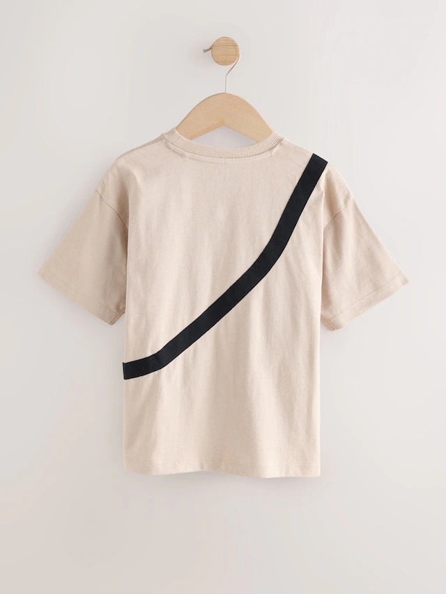 |BigBoy| Camiseta De Manga Curta Com Bolso De Bolsa e Pedra Camuflada (3-16 anos)