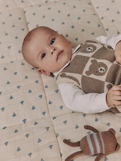 |BabyBoy| Conjunto De Bebê Com Colete, Camisa e Calça De Malha Neutral Bear (0 meses a 2 anos)