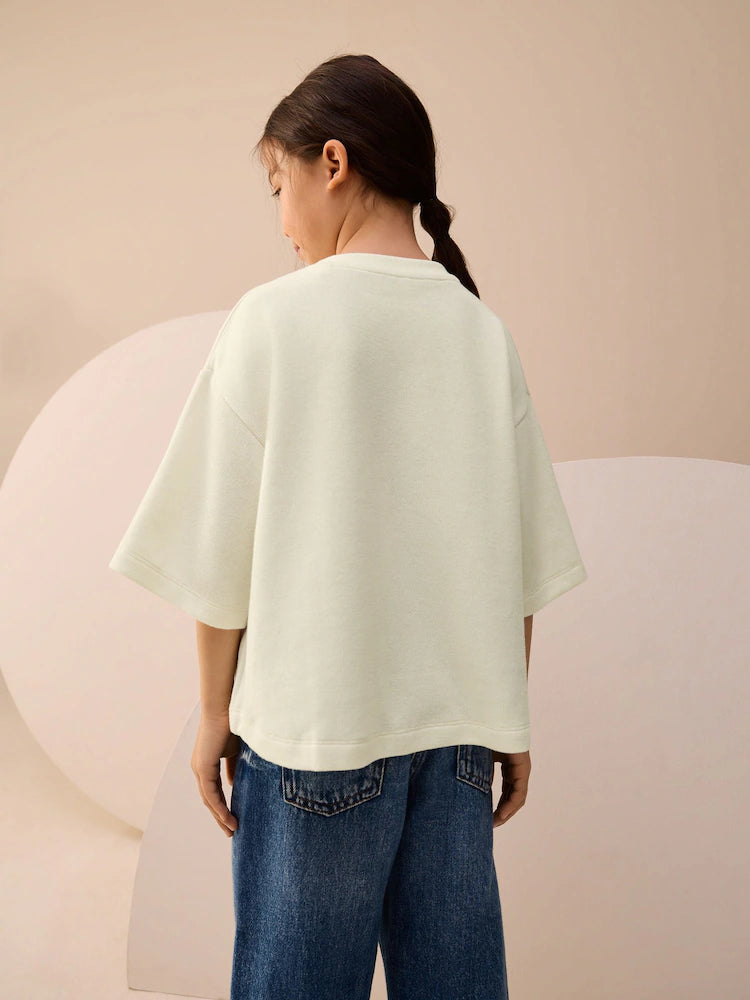 |BigGirl| Camiseta Branca Hello Kitty Com Estampa Aconchegante (3-16 anos)