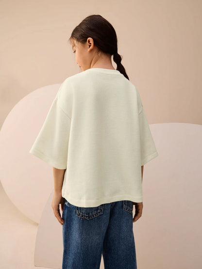 |BigGirl| Camiseta Branca Hello Kitty Com Estampa Aconchegante (3-16 anos)