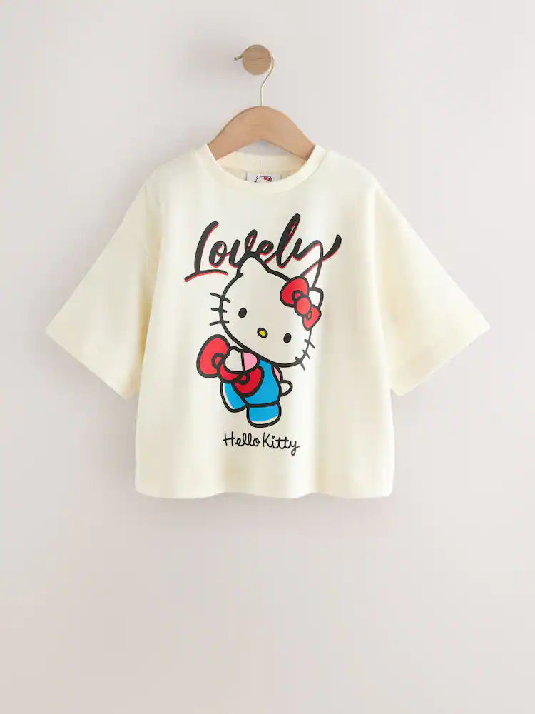 |BigGirl| Camiseta Branca Hello Kitty Com Estampa Aconchegante (3-16 anos)