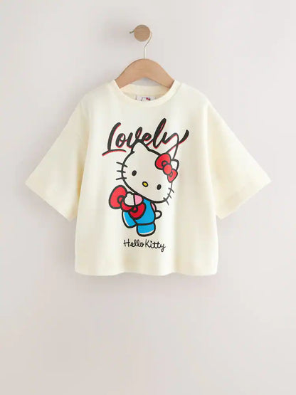 |BigGirl| Camiseta Branca Hello Kitty Com Estampa Aconchegante (3-16 anos)
